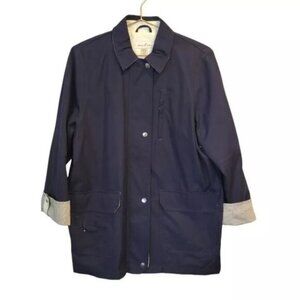 1 Madison | Light Weight Utility Full Zip Snap front Coat Jacket Navy Blue